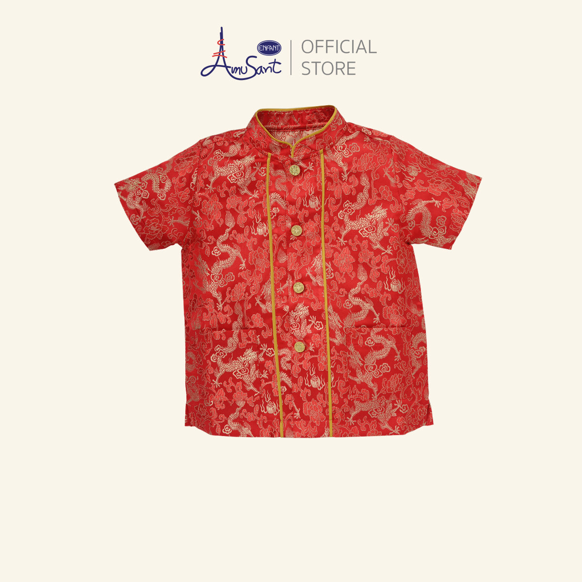 AMUSANT เสื้อคอจีน ลายมังกร 6เดือน-10ปี แดง EH2N60