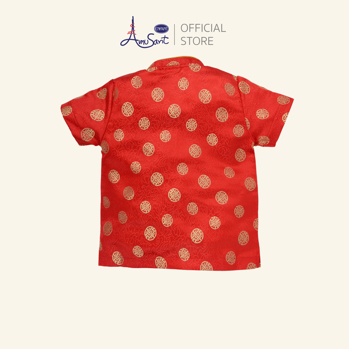 AMUSANT เสื้อคอจีน เหรียญมงคล สีแดง 6เดิอน-10ปี EH2N61