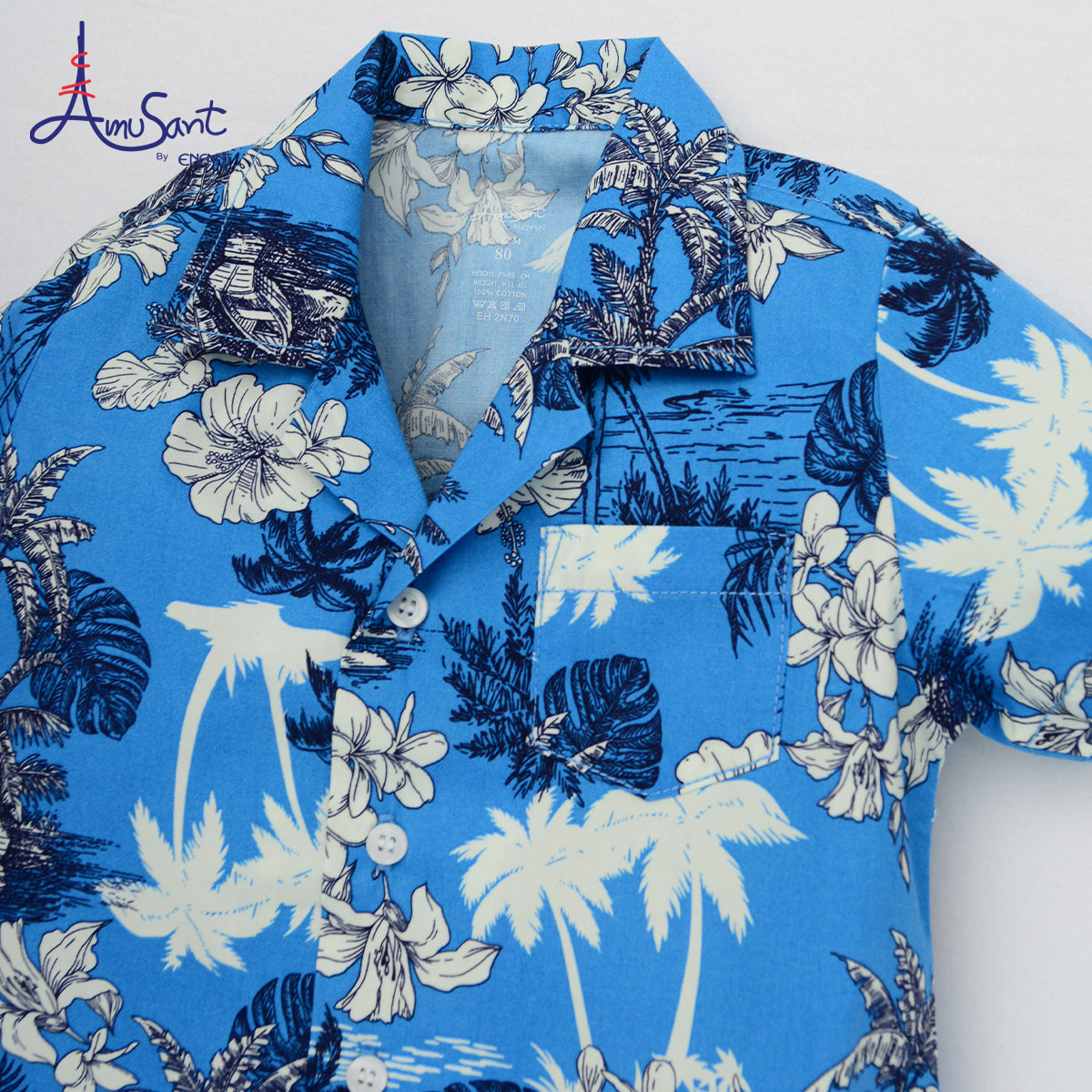 Amusant เสื้อฮาวายแฟมิลี่ พ่อ-แม่-ลูก (ฟ้าน้ำทะเล) EK9J25&EH2N70