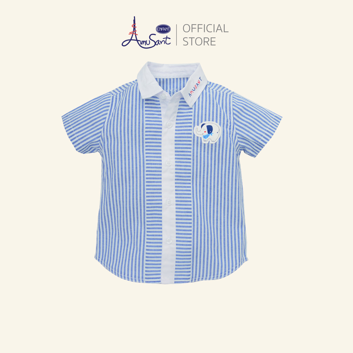 AMUSANT เสื้อลาย ริ้วแดง-น้ำเงิน เด็กโต   ลายช้าง EH2N81