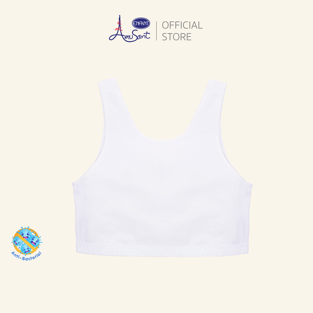 Amusant เสื้อบังทรงสั้นมีซับฟองน้ำบางผ้ายืด Cotton Spandex สำหรับ 6-12 ปี EH2R61