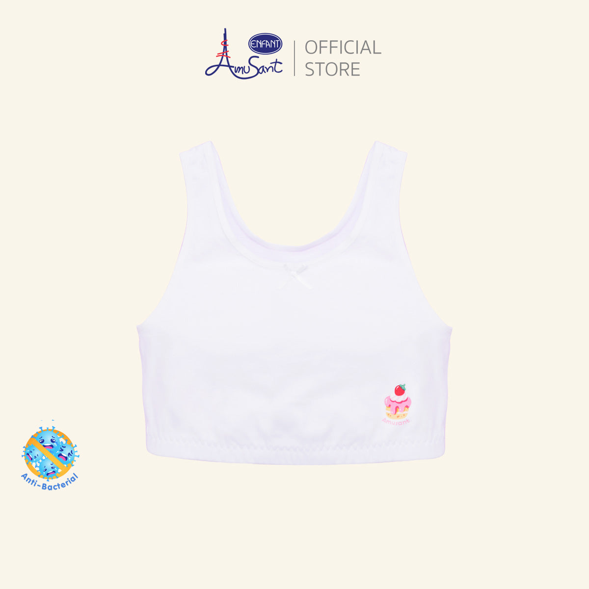 Amusant เสื้อบังทรงสั้นมีซับฟองน้ำบางผ้ายืด Cotton Spandex สำหรับ 6-12 ปี EH2R61