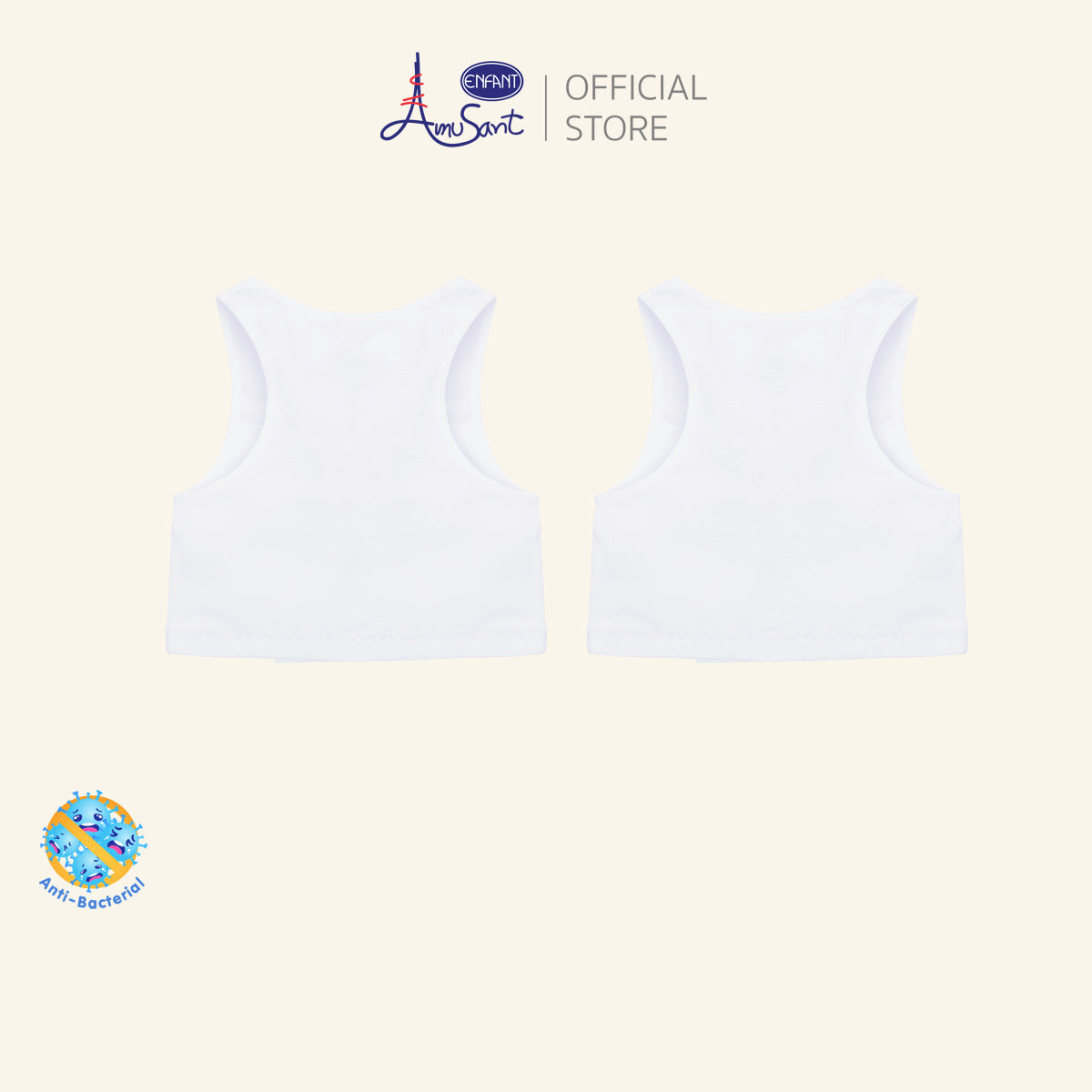 Amusant เสื้อบังทรงสั้นเด็กผู้หญิง1 แพ็คบรรจุ 2 ตัว ผ้ายืดCotton Spandex EH2R82