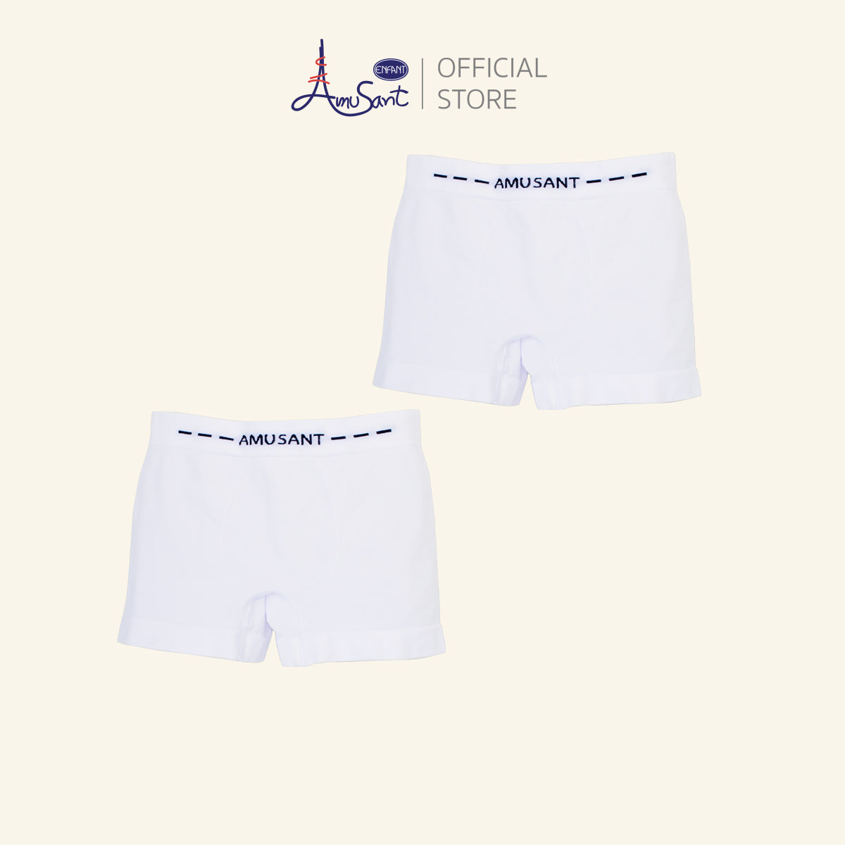 Amusant By Enfant กางเกงในเด็กเด็กผู้ชาย  กางเกงบ็อกเซอร์ สีขาว รุ่นซีมเลท (Seamless) 1 แพ็ค 2 ตัว EH3P91,EH3R92