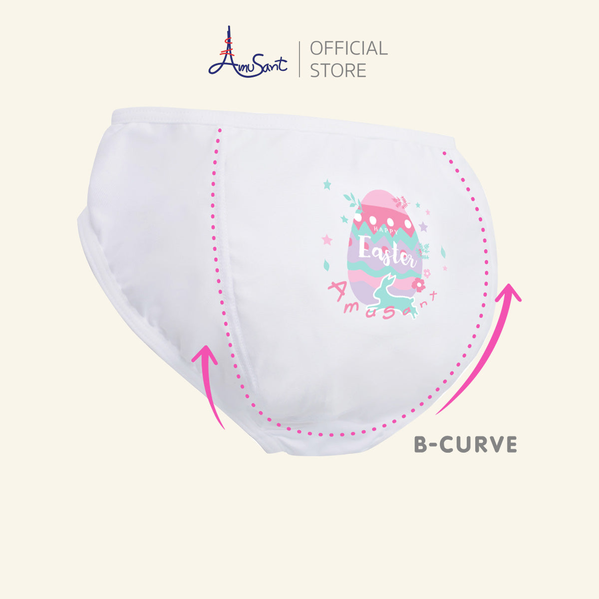 Amusant กางเกงในเด็กผู้หญิง  B-CURVE รุ่นไม่เข้าวิน แพ็ค 3 ตัว เซ็ตสีขาว และสีชมพู EH3R20, EH3R22