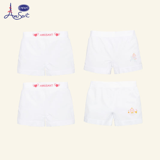 Amusant by Enfant กางเกงในขาสั้นเด็กหญิง 1 แพ็ก 2 ตัว ลายเจ้าหญิง/ลายขอบเอว 4-12 ปี EH3R96+EH3R98
