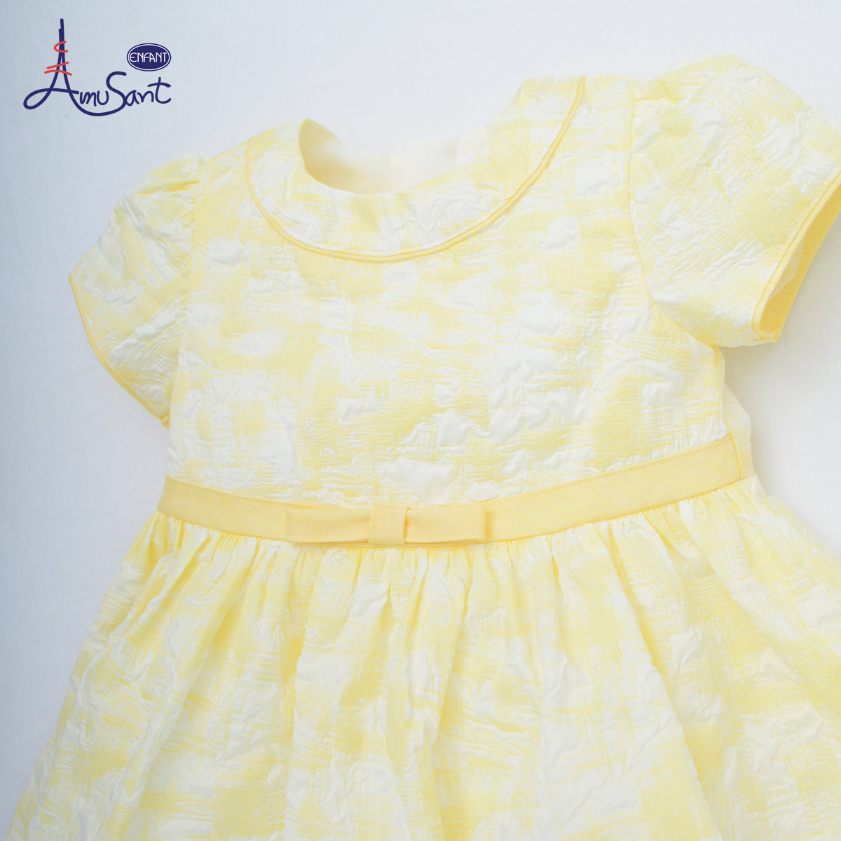 AMUSANT ชุดเดรส หน้าสั้นหลังยาว สีเหลืองอ่อน  1-8ขวบ รุ่นEH4N20
