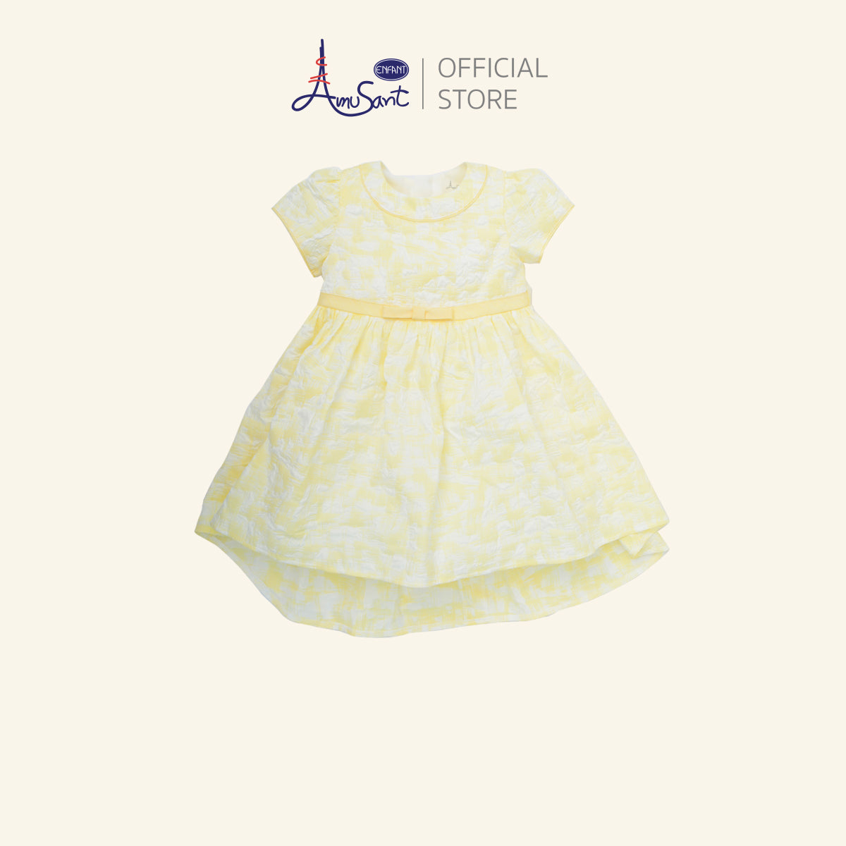 AMUSANT ชุดเดรส หน้าสั้นหลังยาว สีเหลืองอ่อน  1-8ขวบ รุ่นEH4N20