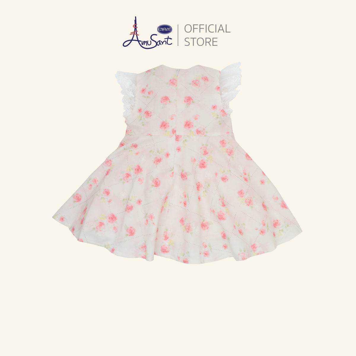 Amusant by Enfant – เดรสลายดอกกุหลาบชมพู ผ้าพิมพ์ลายสุดหวาน พร้อมโบว์สีพาสเทลEH4N23