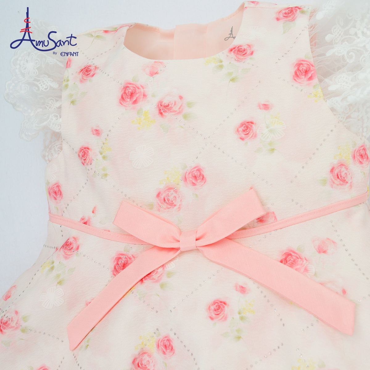 Amusant by Enfant – เดรสลายดอกกุหลาบชมพู ผ้าพิมพ์ลายสุดหวาน พร้อมโบว์สีพาสเทลEH4N23