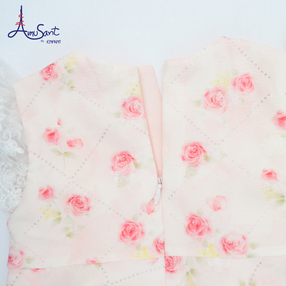 Amusant by Enfant – เดรสลายดอกกุหลาบชมพู ผ้าพิมพ์ลายสุดหวาน พร้อมโบว์สีพาสเทลEH4N23