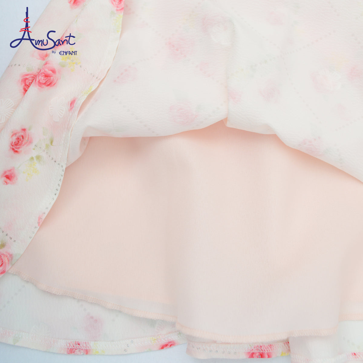 Amusant by Enfant – เดรสลายดอกกุหลาบชมพู ผ้าพิมพ์ลายสุดหวาน พร้อมโบว์สีพาสเทลEH4N23