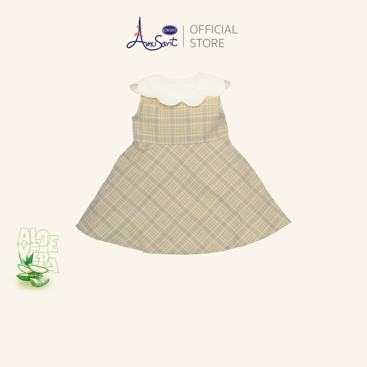 Amusant by Enfant ชุดเดรสเด็กผู้หญิงลายตารางโทนอ่อน EH4N40