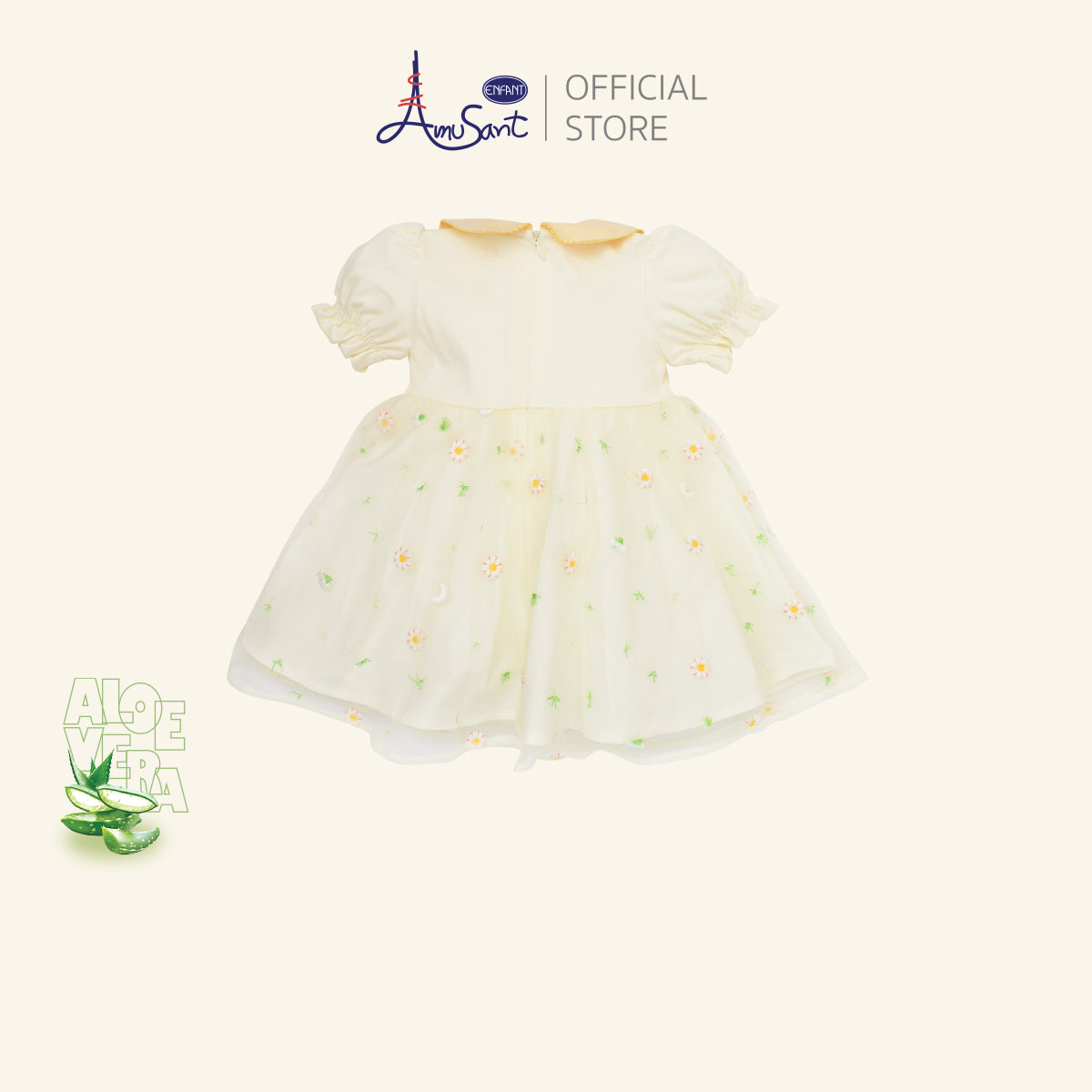 Amusant by Enfant เดรสเด็กผู้หญิงกระโปรงตาข่ายปักดอกไม้ EH4N41