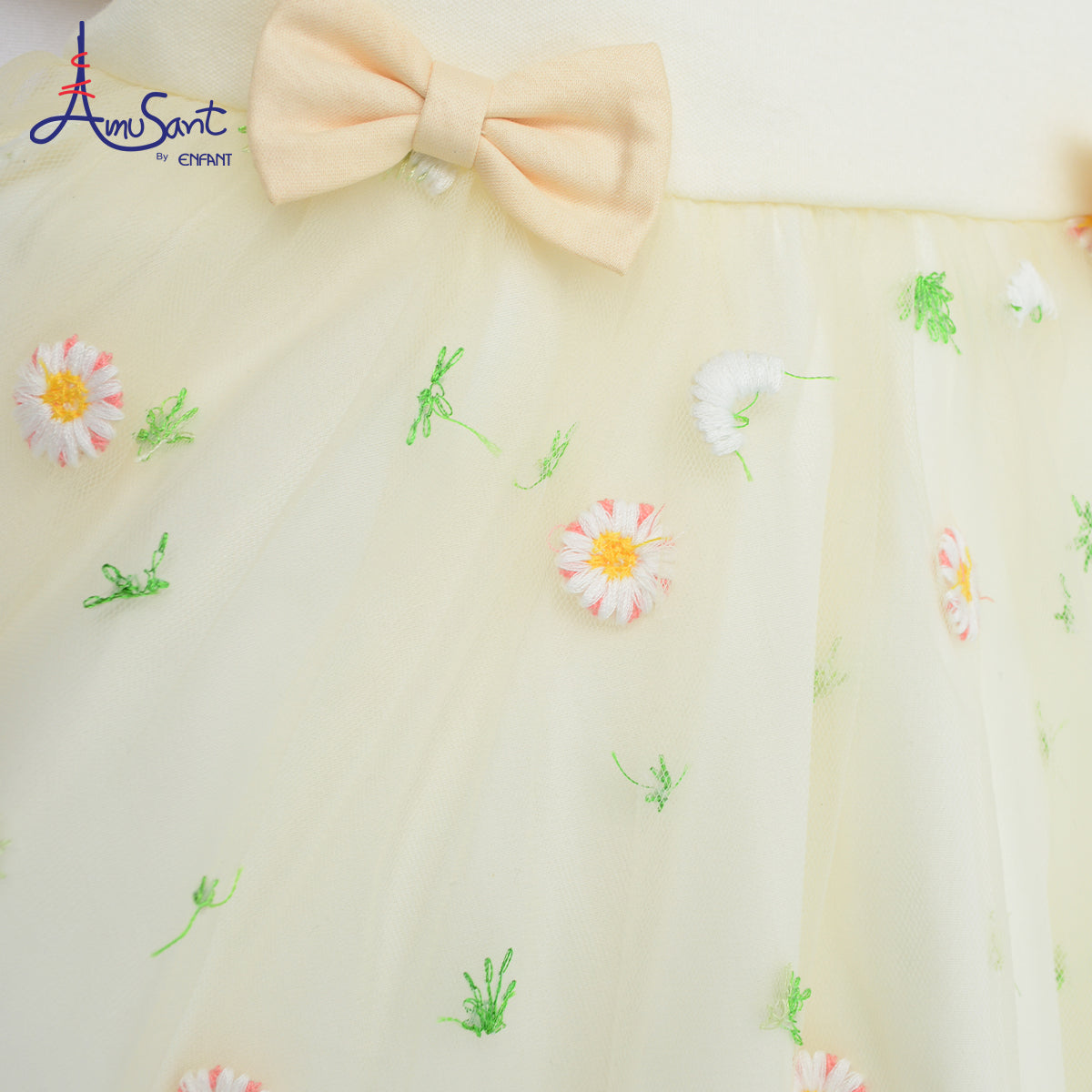Amusant by Enfant เดรสเด็กผู้หญิงกระโปรงตาข่ายปักดอกไม้ EH4N41