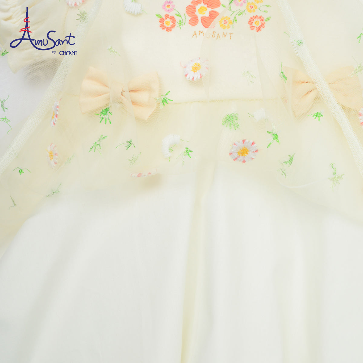 Amusant by Enfant เดรสเด็กผู้หญิงกระโปรงตาข่ายปักดอกไม้ EH4N41
