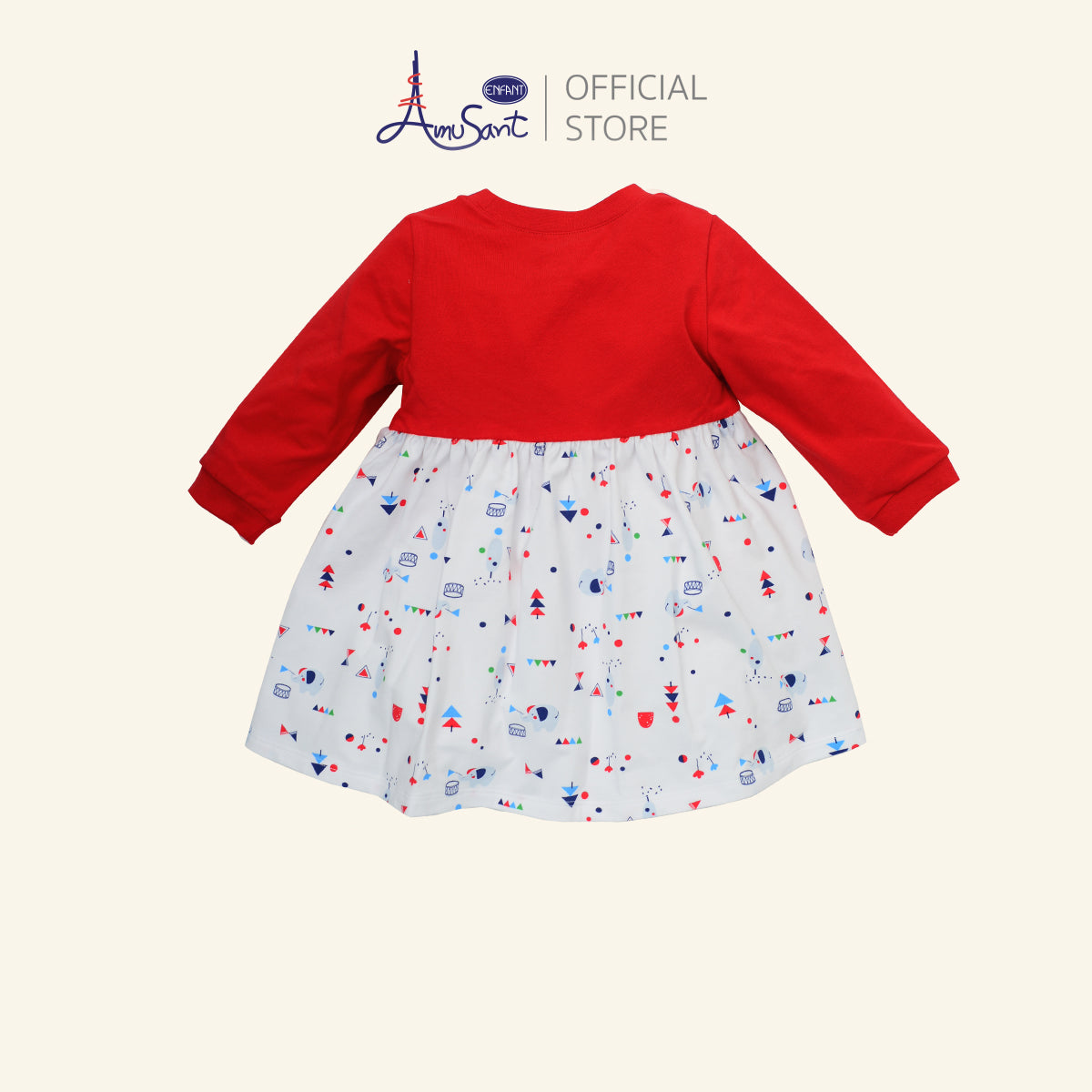 AMUSANT เดรสแขนยาว แดง เด็กโต ลายช้าง  EH4N81