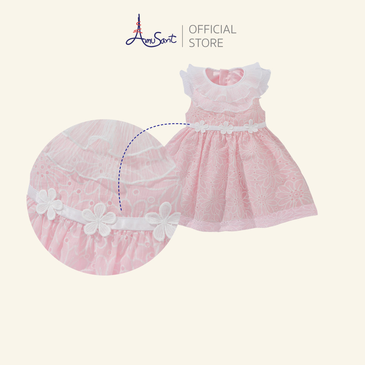 Amusant by Enfant ชุดเดรสเด็กหญิง ลายดอกไม้ฉลุ 1 - 10 ปี EH4S13