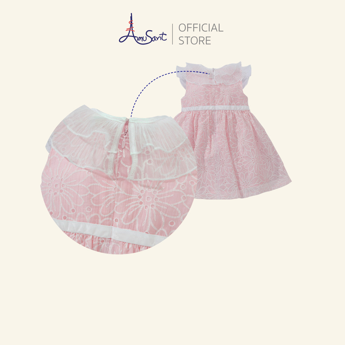 Amusant by Enfant ชุดเดรสเด็กหญิง ลายดอกไม้ฉลุ 1 - 10 ปี EH4S13