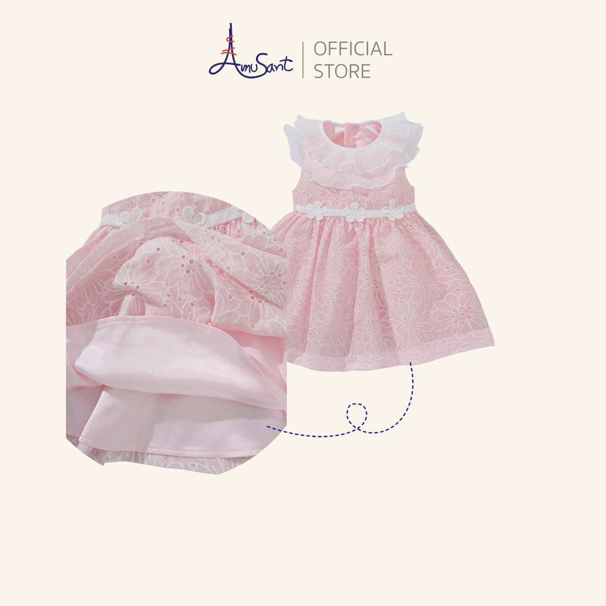 Amusant by Enfant ชุดเดรสเด็กหญิง ลายดอกไม้ฉลุ 1 - 10 ปี EH4S13