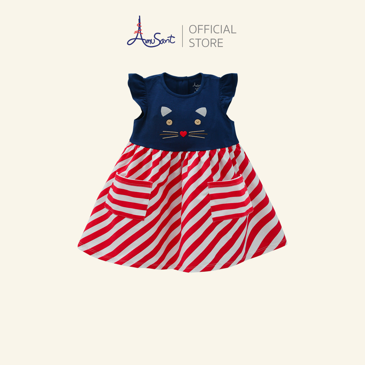 Amusant ชุดกระโปรงเด็กหญิง ผ้ายืด Cotton Spandex สำหรับ 1 - 8 ขวบ EH4S22