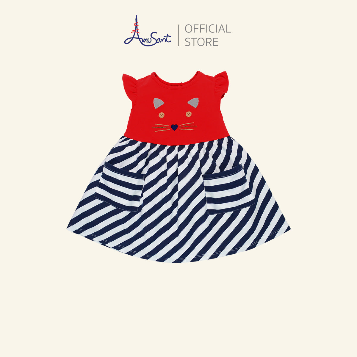 Amusant ชุดกระโปรงเด็กหญิง ผ้ายืด Cotton Spandex สำหรับ 1 - 8 ขวบ EH4S22