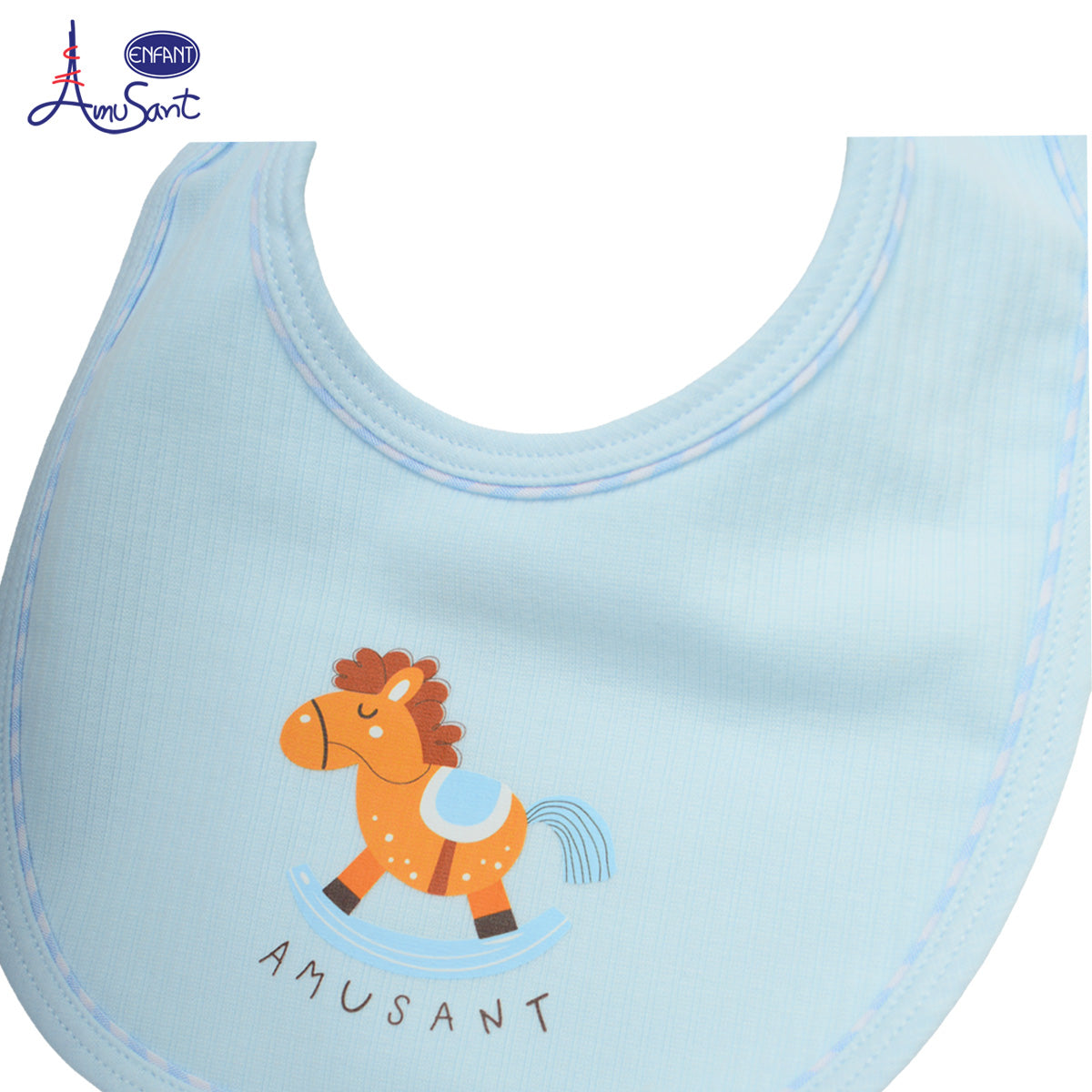 AMUSANT ผ้ากันเปื้อน ฟรีไซซ์ ฟ้า-ชมพู ม้าโยก EH5N90