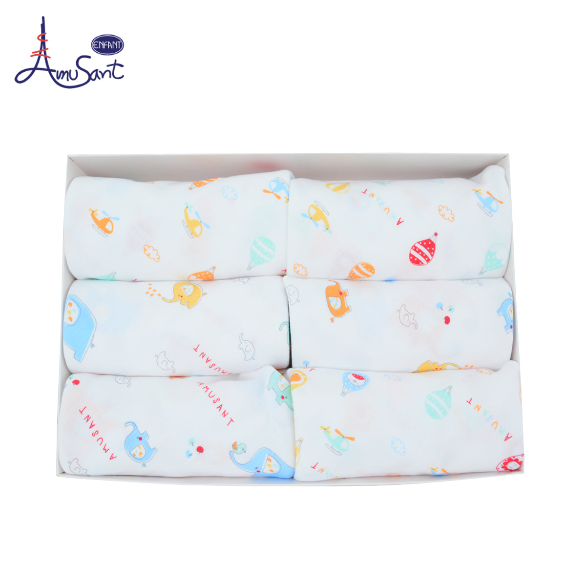 AMUSANT ผ้าอ้อมสาลู 1 กล่อง 2 ลาย Cotton bamboo ขนาด 30*30 นิ้ว EH7H50