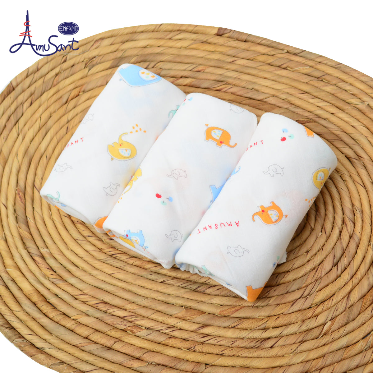 AMUSANT ผ้าอ้อมสาลู 1 กล่อง 2 ลาย Cotton bamboo ขนาด 30*30 นิ้ว EH7H50