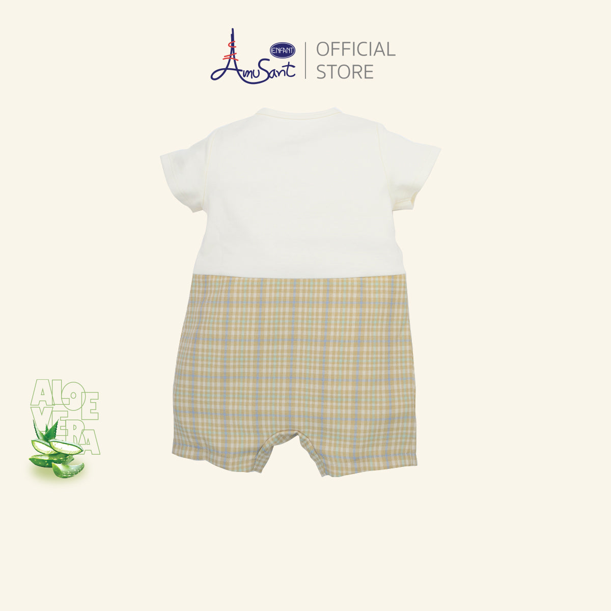 Amusant by Enfant บอดี้สูทเด็กผู้ชายทรงเอี๊ยมลายตาราง EH8N41