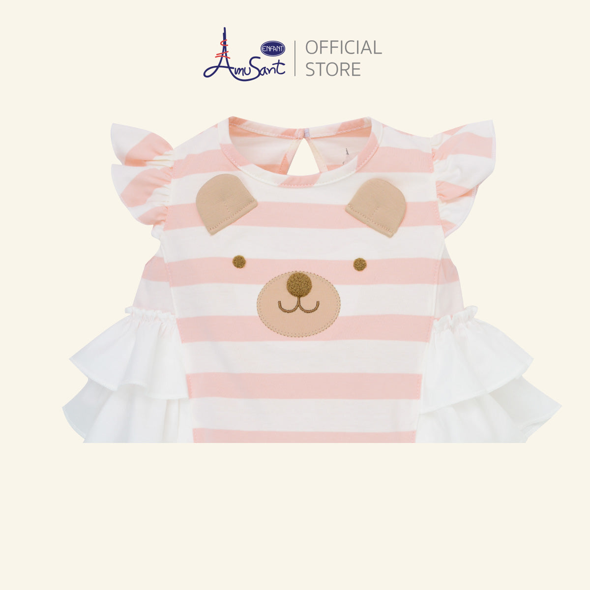 AMUSANT ชุดบอดี้สูทเแขนสั้นขาสั้น พร้อมผ้าคาดผม 1-12 เดือน EH8R10