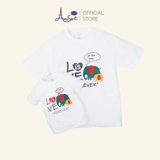 AMUSANT  เสื้อเซ็ตคู่แฟมิลี่ ลายช้างเขียว พ่อ-ลูก รุ่นEK9J23-EH2N32
