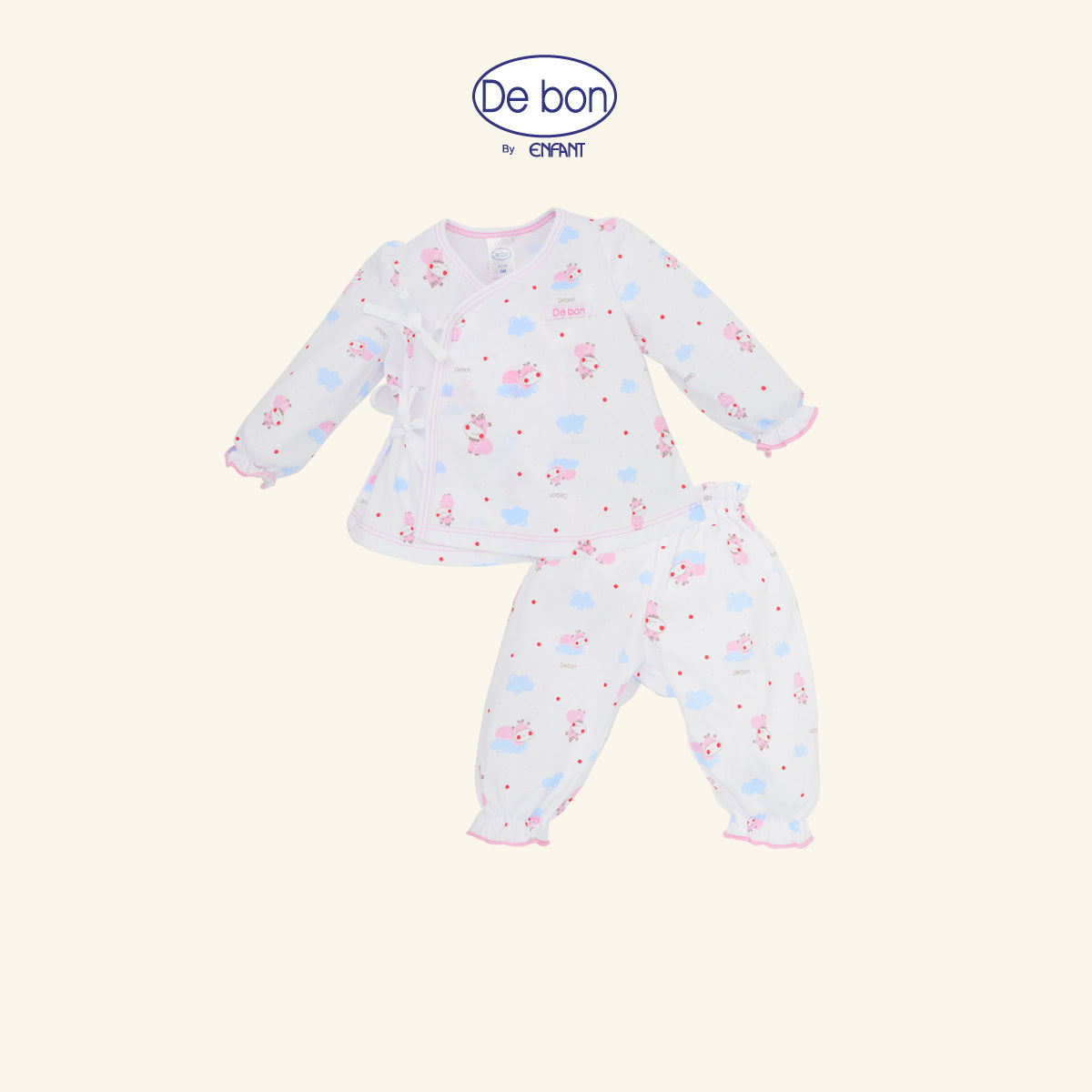 DE BON BY ENFANT ชุดเด็กอ่อน  เสื้อแขนยาวผูกหน้า + กางเกงขายาว EI1AY8