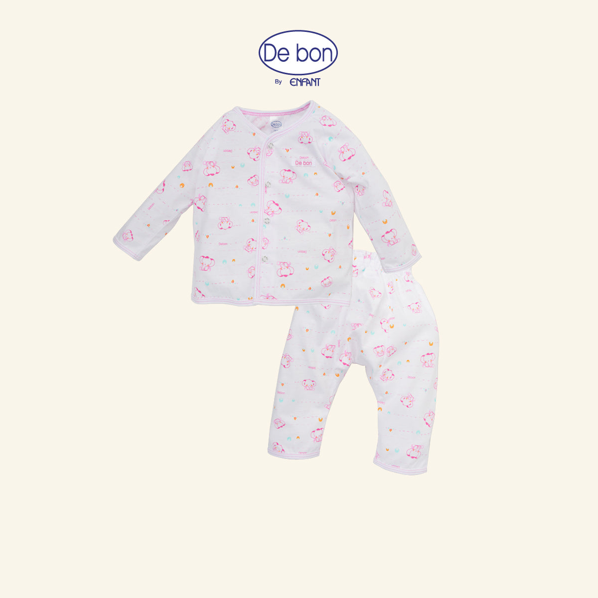 DE BON ชุดกระดุม แขนยาว 3เดือน-2ปี ช้างน้อย 2สีEI1AZ6