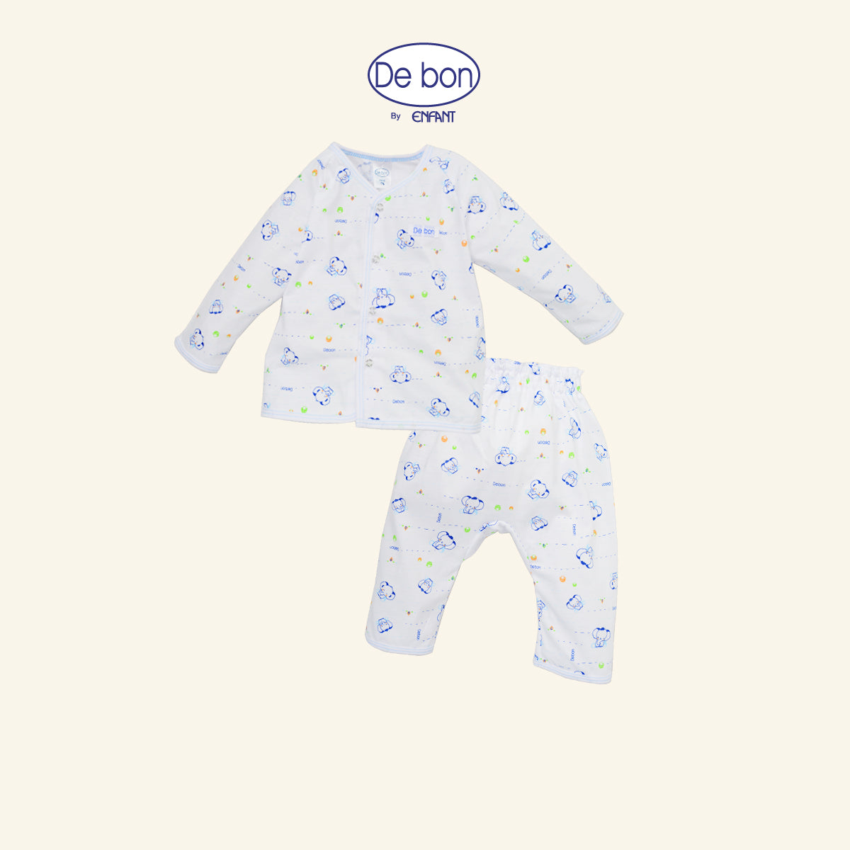 DE BON ชุดกระดุม แขนยาว 3เดือน-2ปี ช้างน้อย 2สีEI1AZ6