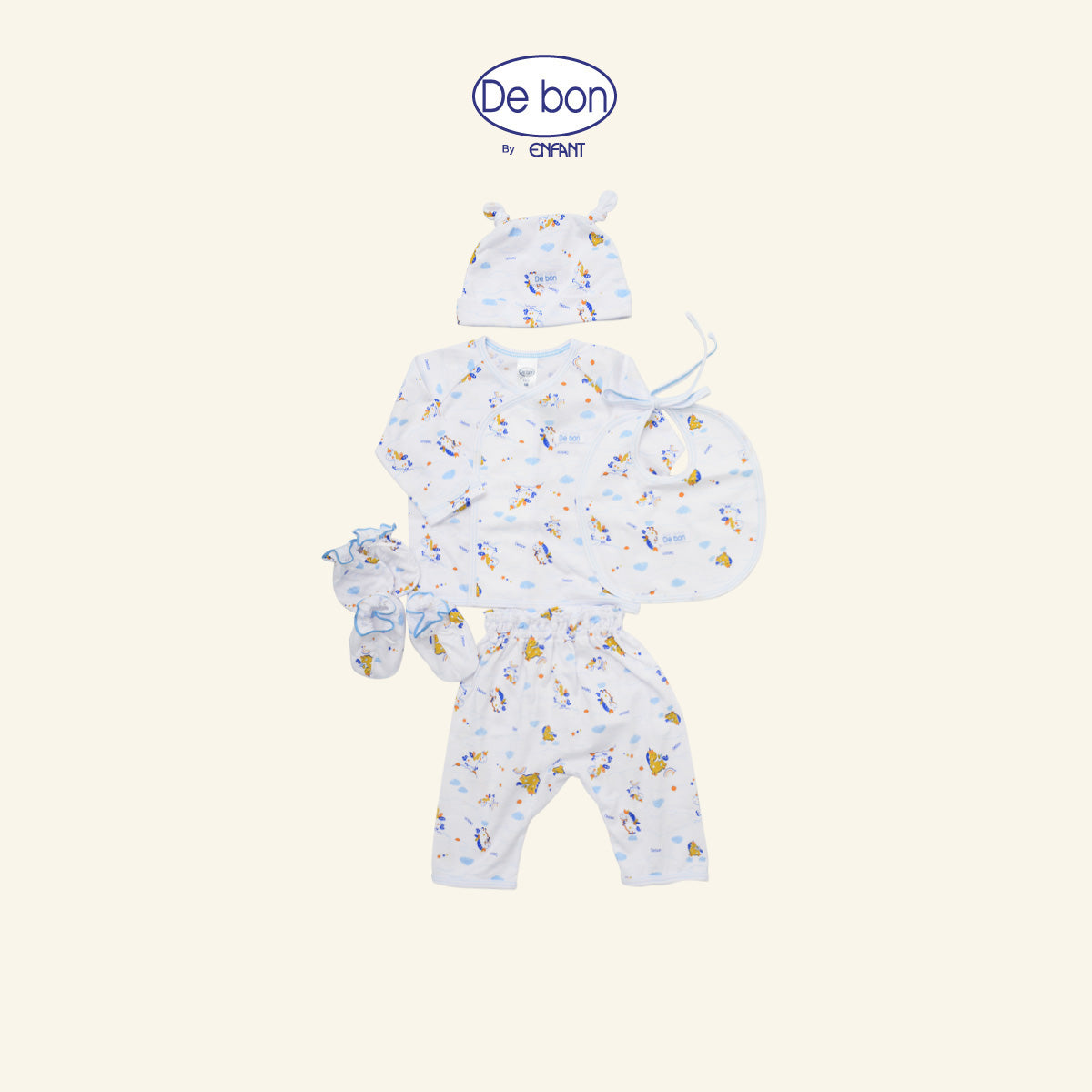 De Bon By Enfant  เซ็ตของขวัญเด็กแรกเกิด เสื้อแขนยาว กางเกงขายาว ลายม้าโพนี่ Gift Set Baby ชุดกล่องของขวัญ 6 ชิ้น EI1BC7