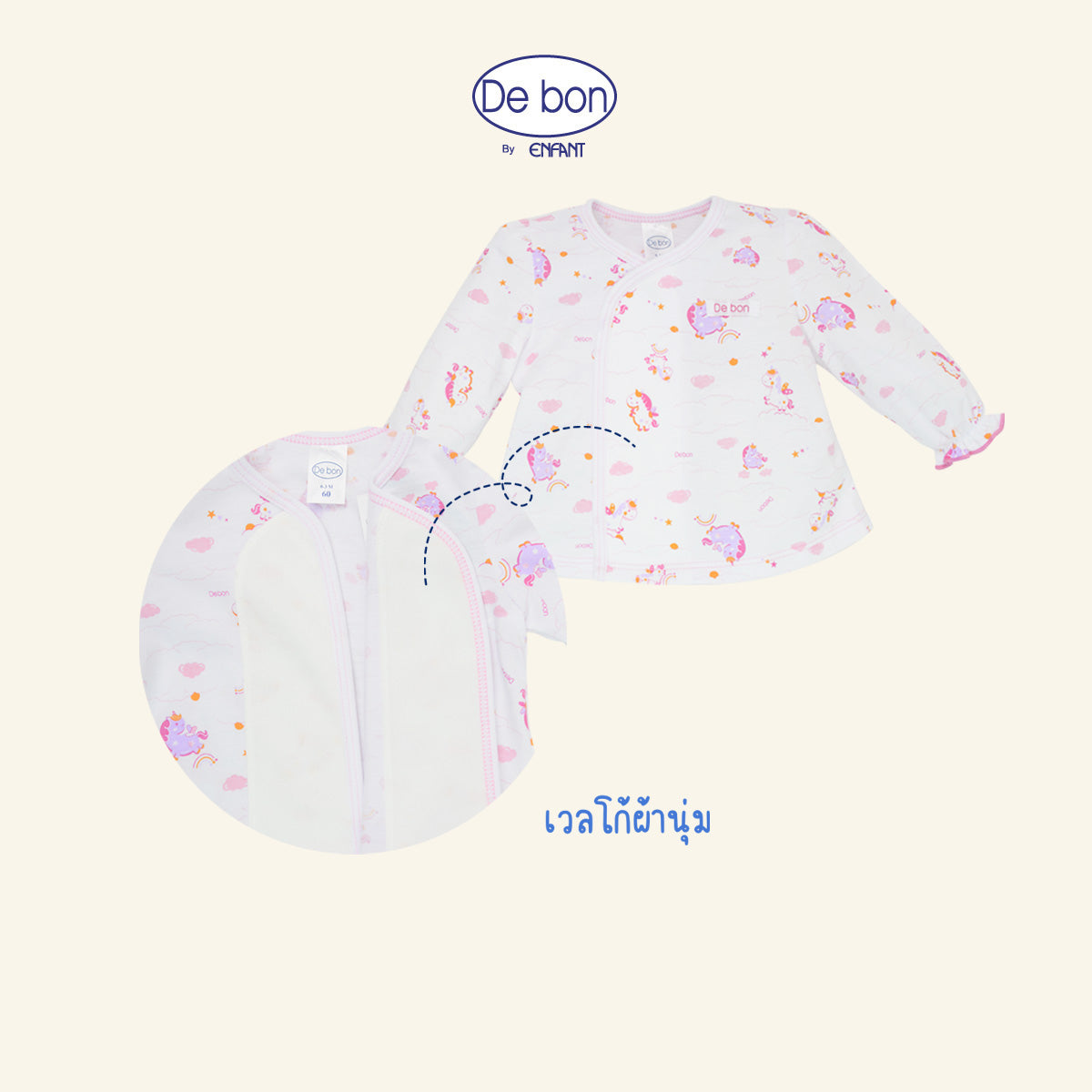 DE BON ชุดนอนเด็กผู้หญิงแขนยาวขายาว แรกเกิด-6เดือน ยูนิคอร์น EI1BC8