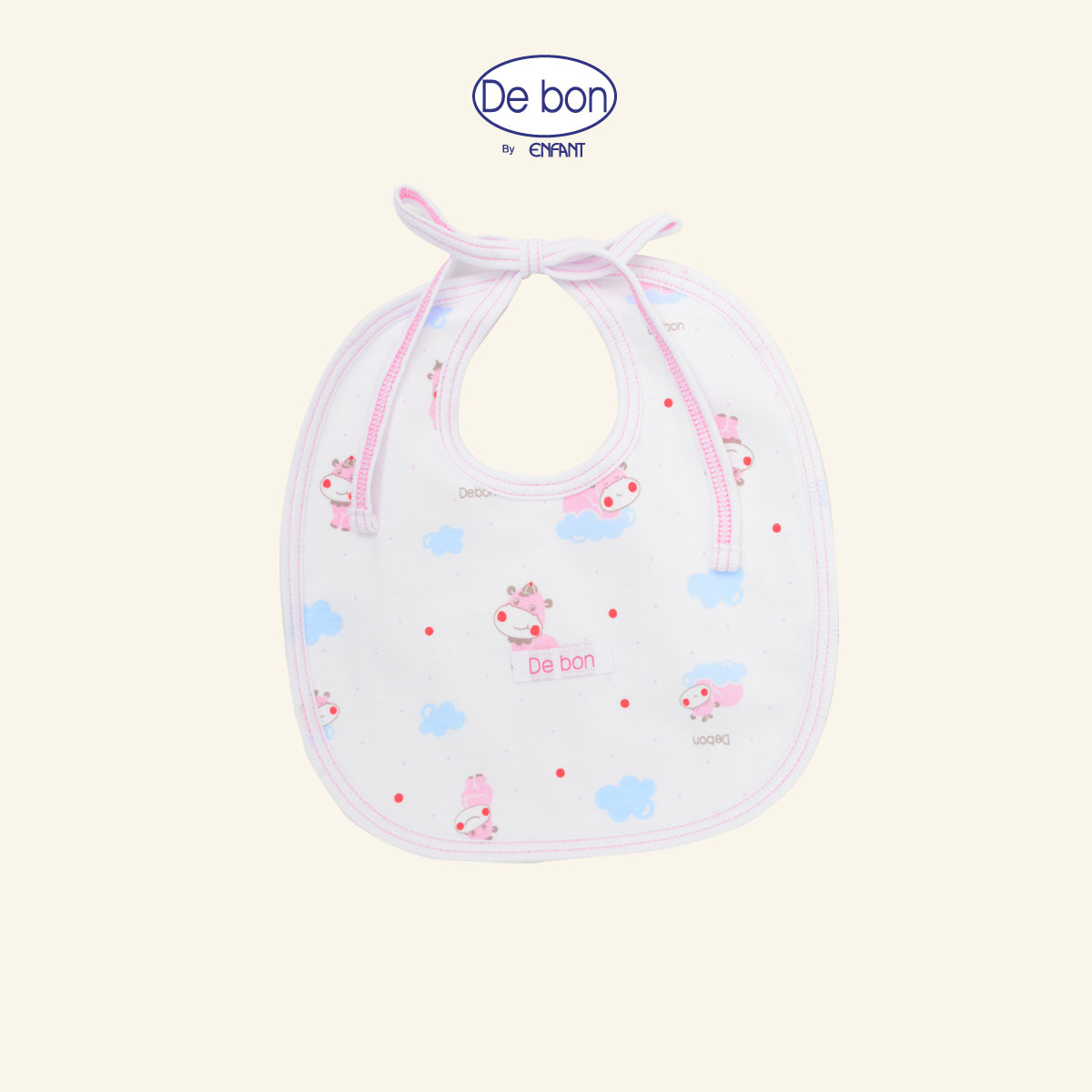 DE BON  BY ENFANT ผ้ากันเปื้อน ลายวัวน้อย ฟ้า-ชมพู EI5AY0