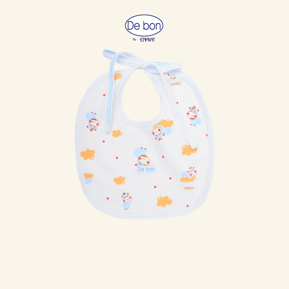 DE BON  BY ENFANT ผ้ากันเปื้อน ลายวัวน้อย ฟ้า-ชมพู EI5AY0