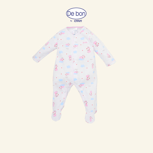 DE BON BY ENFANT บอดี้สูทเด็กอ่อนแขนยาวมีเท้า (ลายการ์ตูน) EI8AY2