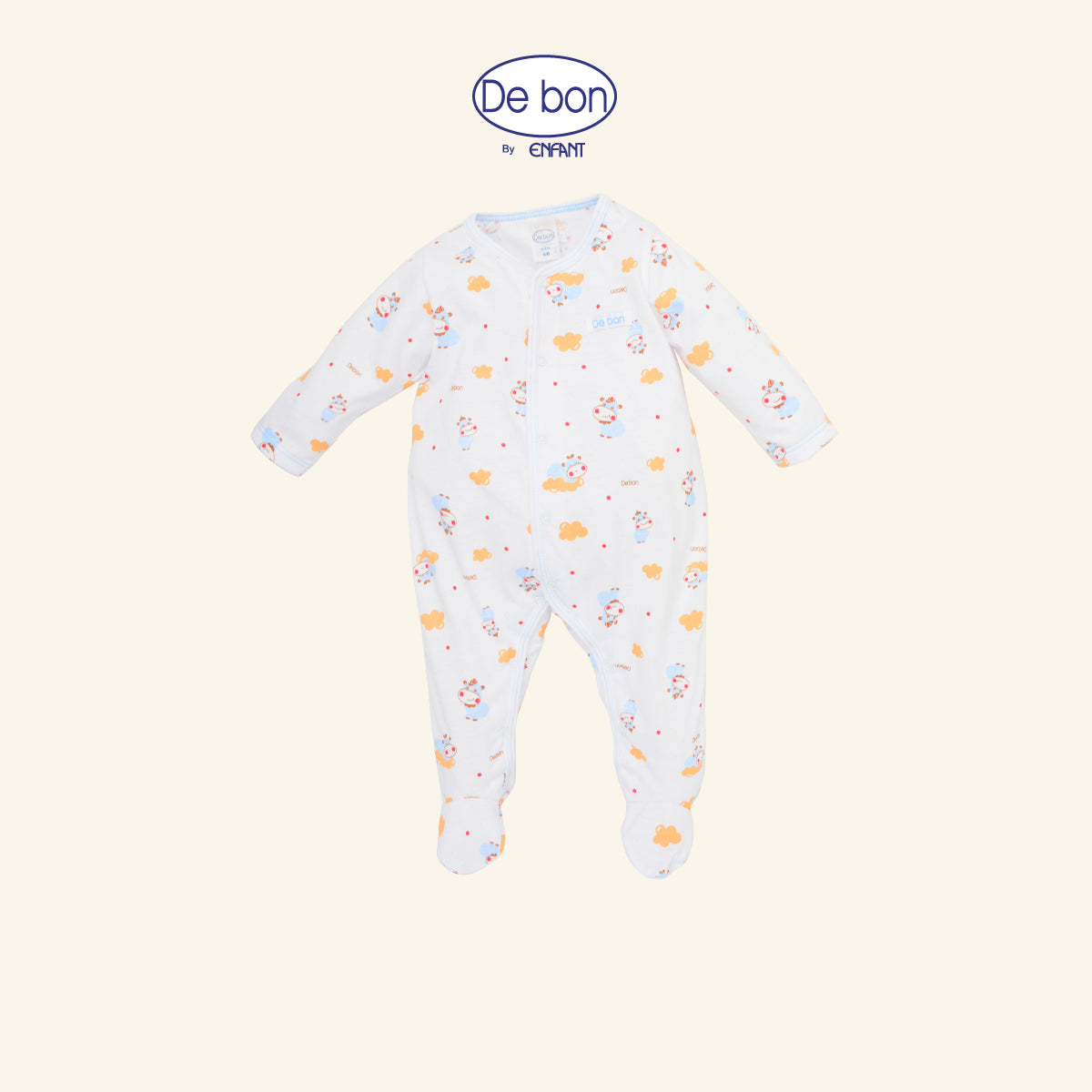 DE BON BY ENFANT บอดี้สูทเด็กอ่อนแขนยาวมีเท้า (ลายการ์ตูน) EI8AY2