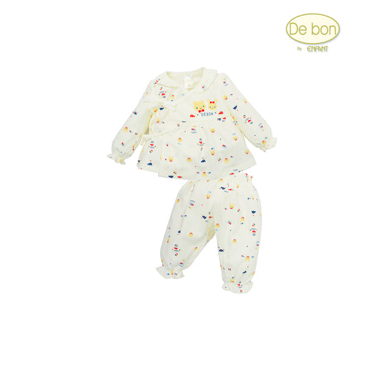 De bon Pure Organicชุดเสื้อกางเกง-แขนยาวเด็กแรกเกิด-6เดือน EJ1C38