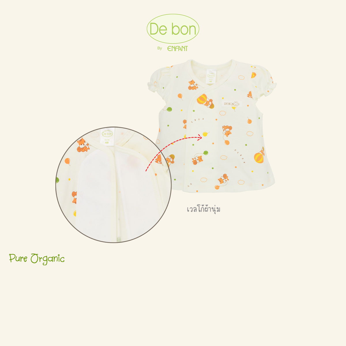De Bon By Enfant ชุดเซ็ตเสื้อแขนสั้น+กางเกงขาสั้น ลายกระรอกบอลลูน แรกเกิด - 6 เดือน EJ1C72