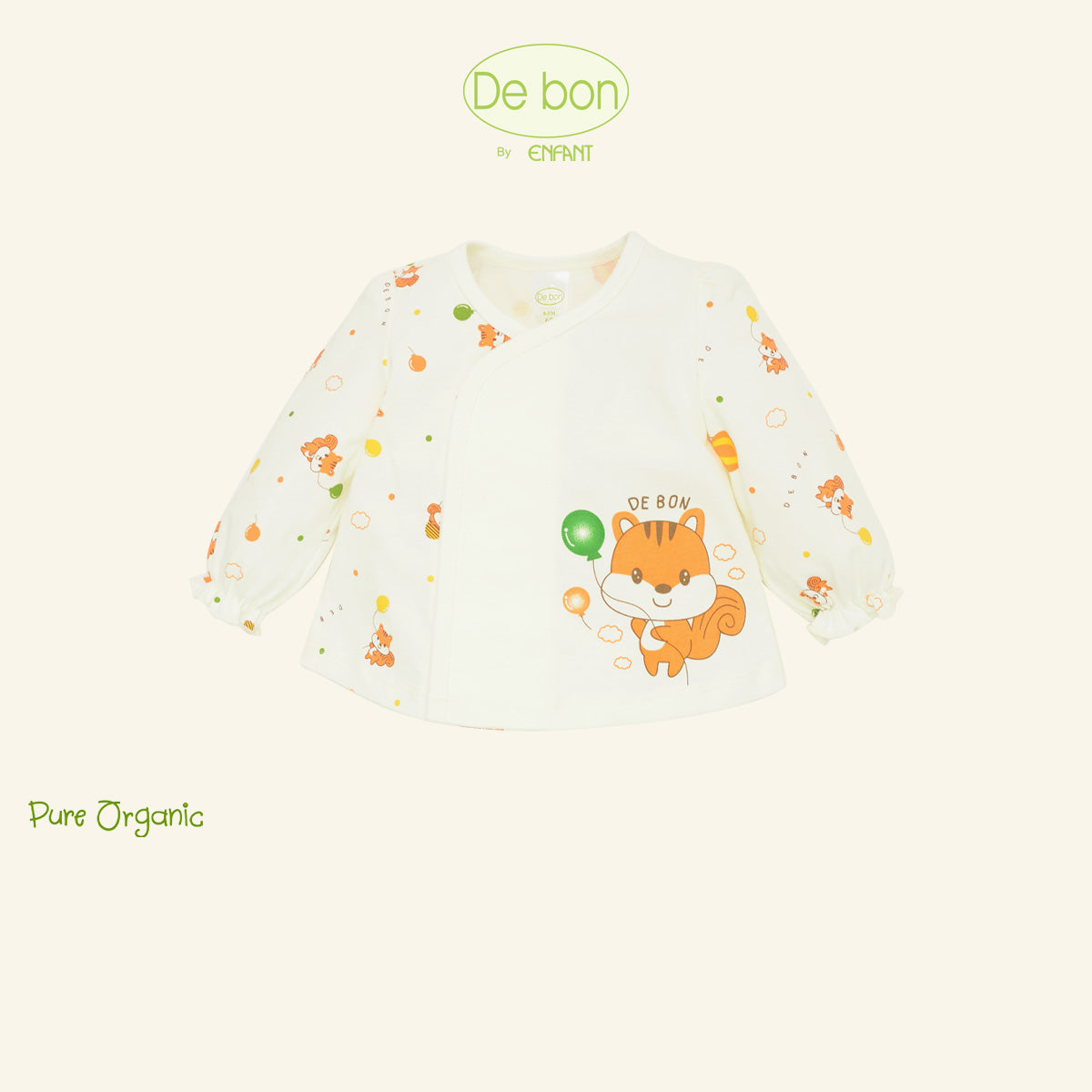 De Bon By Enfant ชุดนอนแขนยาว+ขายาว ลายกระรอกบอลลูน แรกเกิด - 6เดือน EJ1C78