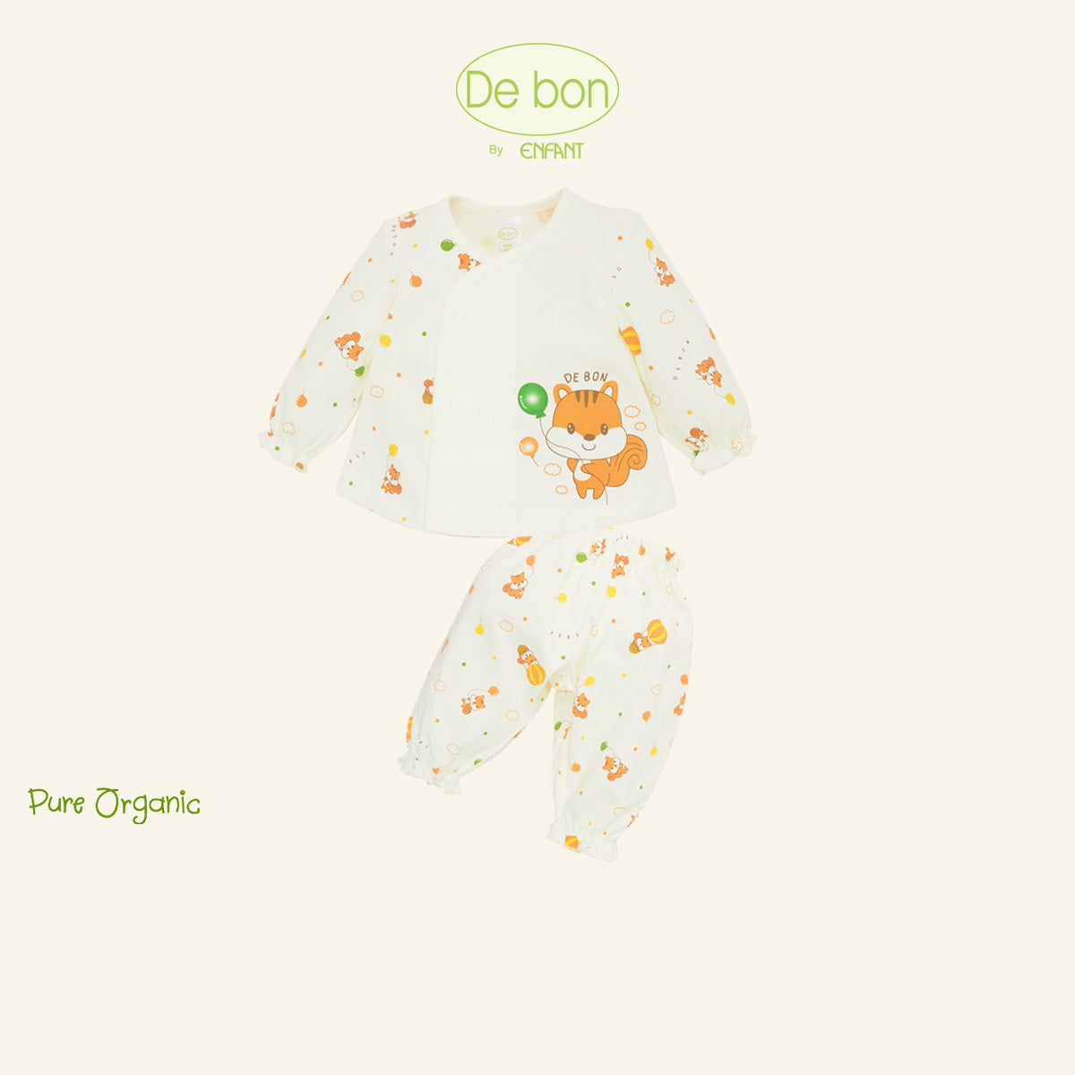 De Bon By Enfant ชุดนอนแขนยาว+ขายาว ลายกระรอกบอลลูน แรกเกิด - 6เดือน EJ1C78