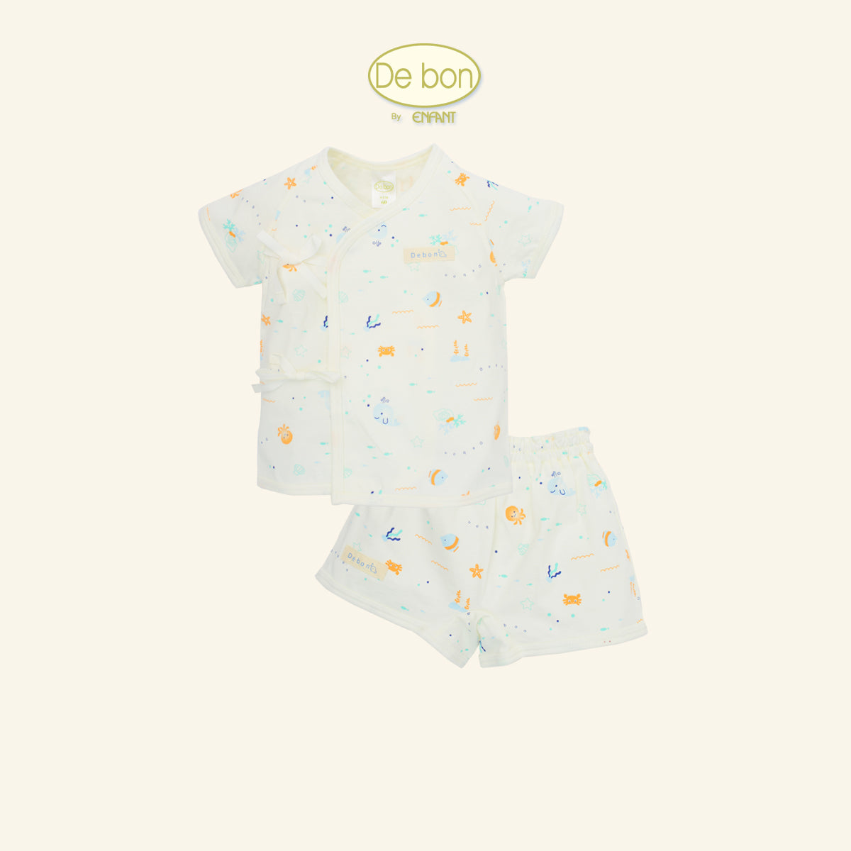 DE BON ขายแยกชิ้น เสื้อแขนสั้นแบบกระดุมผ่านหน้า แขนสั้นแบบป้ายเชือกผูก กางเกงขาสั้น EJ2C64 2C65 3C66