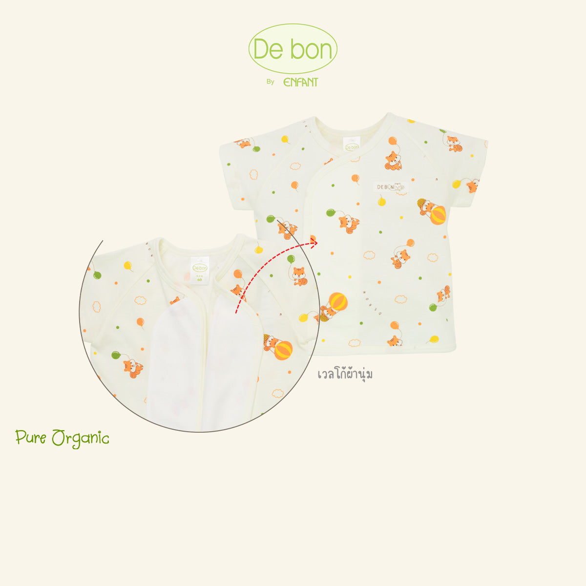 De Bon By Enfant เสื้อแขนสั้น+กางเกงขาสั้น ขายแยกชิ้น ลายกระรอกบอลลูน แรกเกิด - 2ปี EJ2C74+EJ2C75+EJ3C76