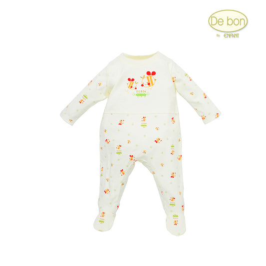 De bon Pure Organic ชุดบอดี้สูทเด็กแรกเกิดคลุมเท้า-6เดือน EJ8C22