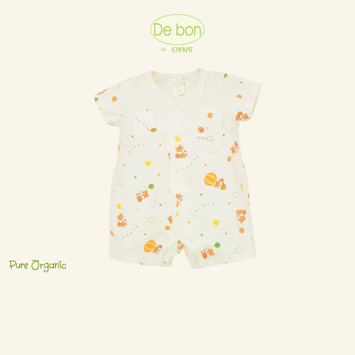 De Bon By Enfant ชุดบอดี้สูทแขนสั้นขาสั้น ลายกระรอกบอลลูน แรกเกิด - 6เดือน EJ8C70