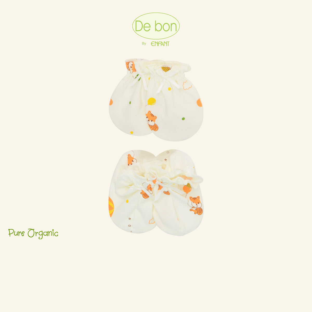 De Bon By Enfant ถุงมือ+ถุงเท้าเด็กอ่อน ลายกระรอกบอลลูน แรกเกิด-3เดือน EJ9C70+EJ9C71